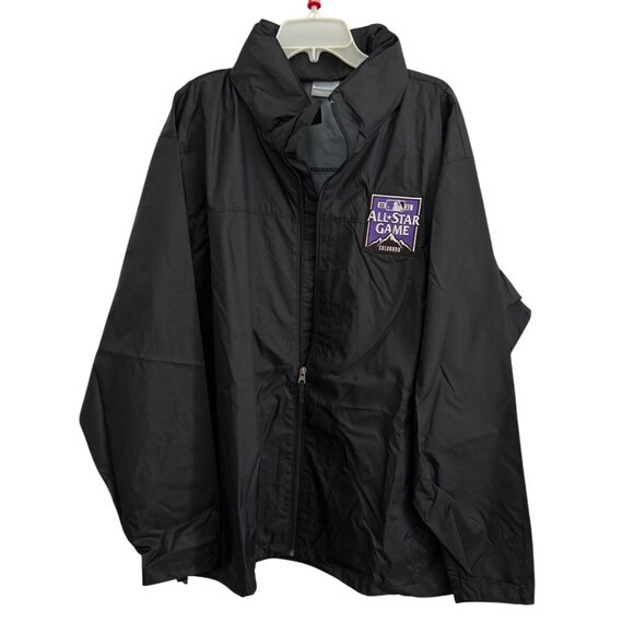 Columbia XXL 2021 All-Star Game Colorado Black Windbreaker Jacket Hidden Hood - Picture 1 of 8